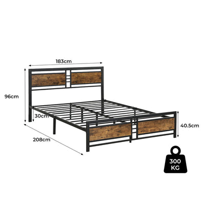 Levede Metal Bed Frame King Size Mattress Base Platform Wooden Headboard Black Payday Deals