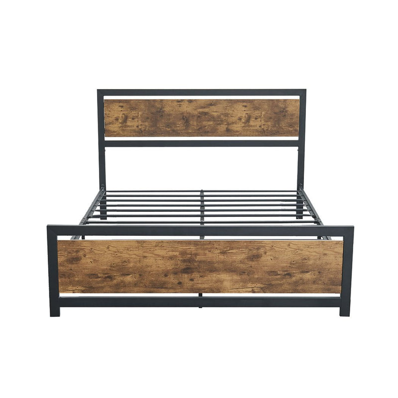 Levede Metal Bed Frame Mattress Base Platform Wooden Industrial  Double Rustic Payday Deals