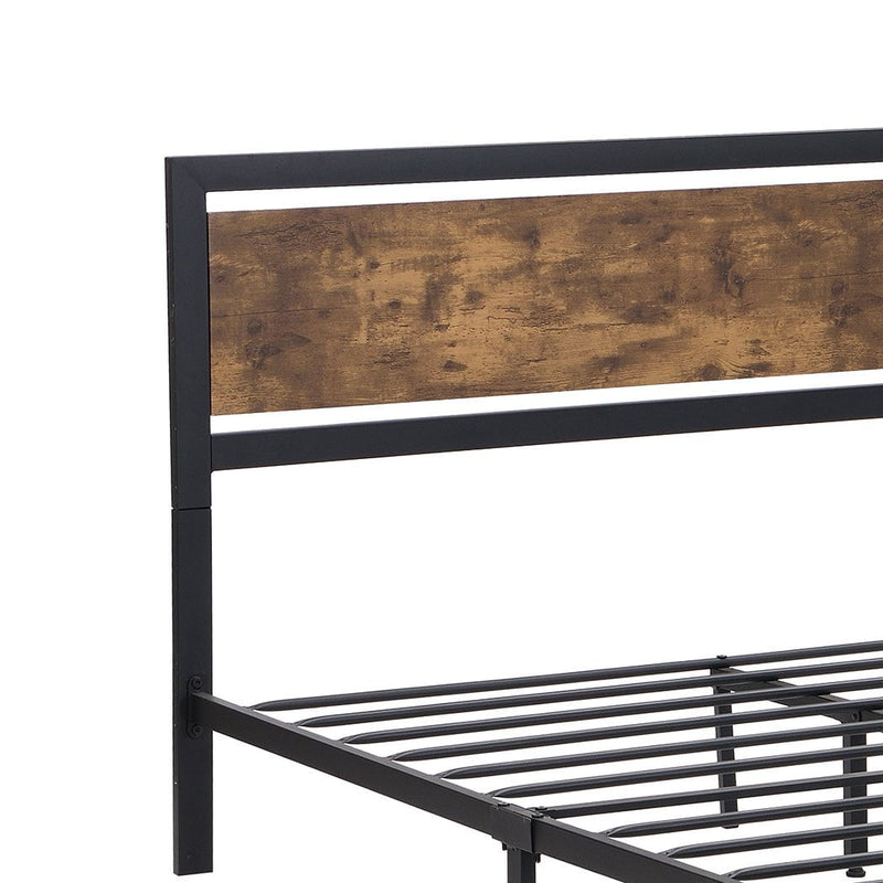 Levede Metal Bed Frame Mattress Base Platform Wooden Industrial  Double Rustic Payday Deals