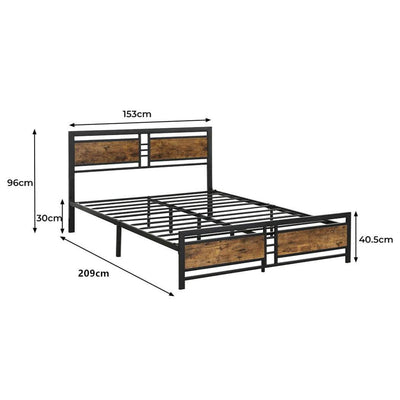 Levede Metal Bed Frame Queen Size Mattress Base Platform Wooden Headboard Black Payday Deals