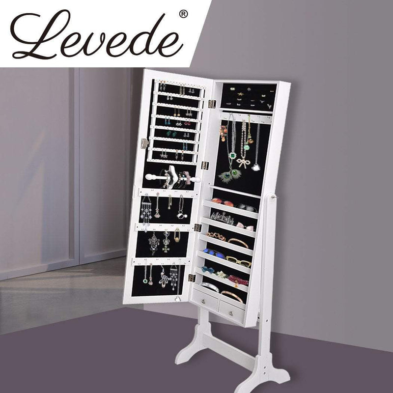 Levede Mirror Jewellery Standing Cabinet Makeup Storage Jewelry Organiser Box Payday Deals