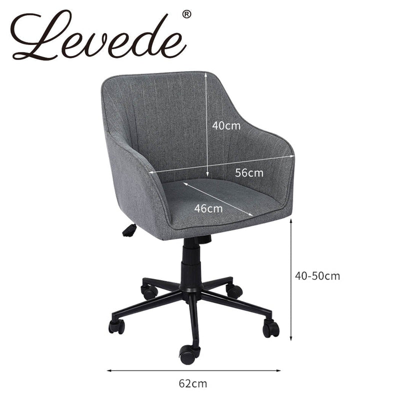 Levede Office Chair Fabric Computer Gaming Chairs Executive Adjustable Seat Grey Payday Deals