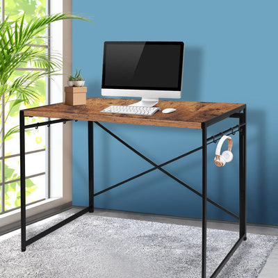 Levede Office Desk Computer Work Student Study Metal Foldable Home Table Oak Payday Deals