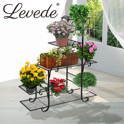 Levede Outdoor Indoor Plant Stand Metal Flower Pot Garden Corner Shelf Stands Payday Deals