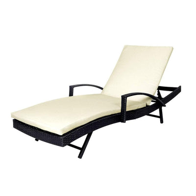 Levede Outdoor Sun Lounger Furniture Wicker Lounge Garden Patio Bed Cushion Pool Payday Deals