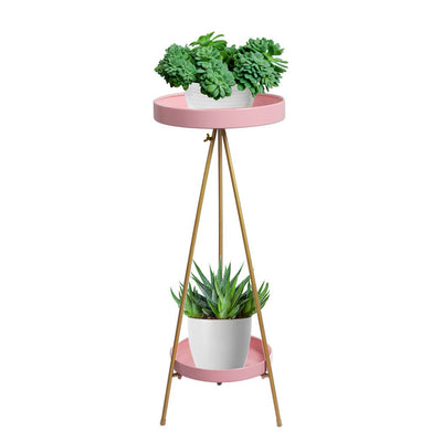 Levede Plant Stand 2 Tiers Outdoor Indoor Metal Flower Pots Rack Garden Pink