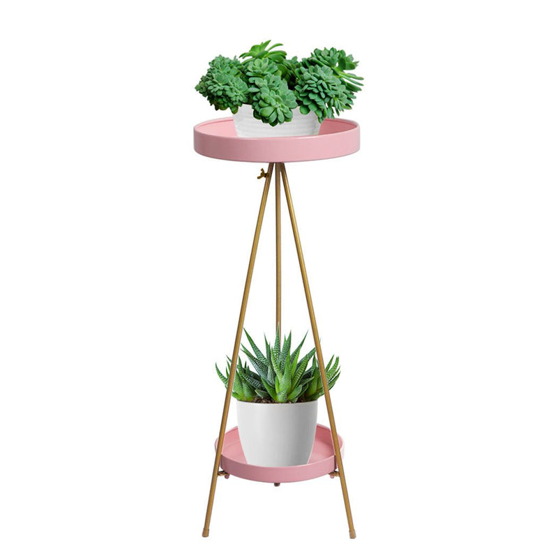 Levede Plant Stand 2 Tiers Outdoor Indoor Metal Flower Pots Rack Garden Pink Payday Deals