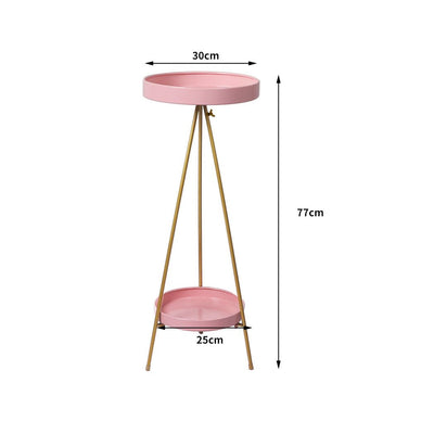 Levede Plant Stand 2 Tiers Outdoor Indoor Metal Flower Pots Rack Garden Pink Payday Deals