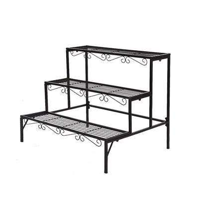 Levede Plant Stand 3 Tier Rectangle Metal Flower Pot Planter Corner Shelf Black