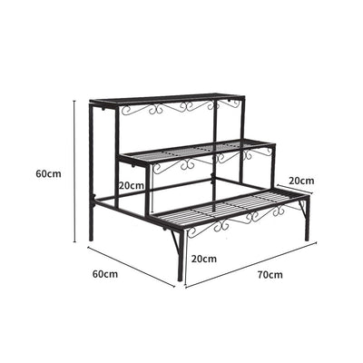 Levede Plant Stand 3 Tier Rectangle Metal Flower Pot Planter Corner Shelf Black Payday Deals