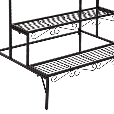 Levede Plant Stand 3 Tier Rectangle Metal Flower Pot Planter Corner Shelf Black Payday Deals