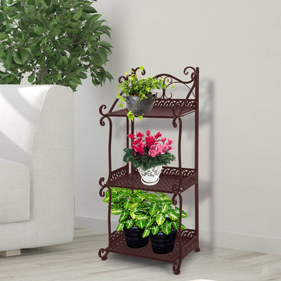 Levede Plant Stand 3 Tiers Outdoor Indoor Metal Flower Pots Rack Garden Shelf Payday Deals