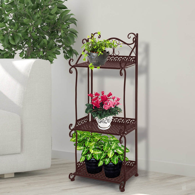 Levede Plant Stand 3 Tiers Outdoor Indoor Metal Flower Pots Rack Garden Shelf Payday Deals
