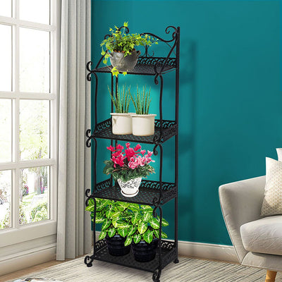 Levede Plant Stand 4 Tiers Outdoor Indoor Metal Flower Pots Rack Garden Shelf Payday Deals