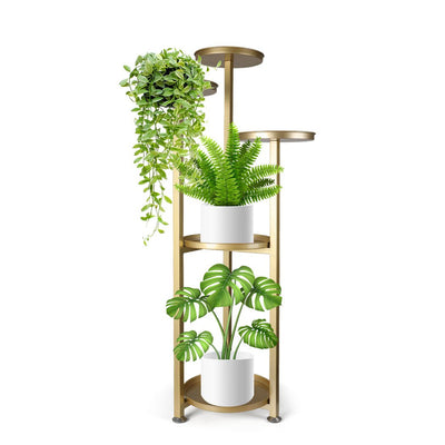 Levede Plant Stand Outdoor Indoor Flower Pots Rack Garden Shelf Gold 100CM Payday Deals