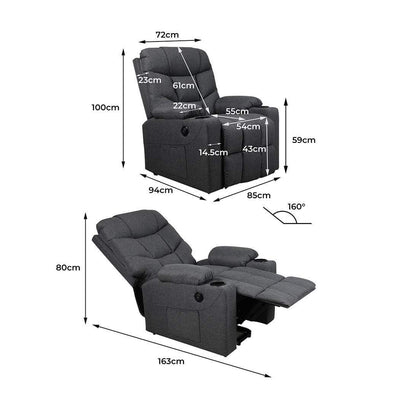 Levede Recliner Chair Electric Lift Chairs Armchair Lounge Fabric Sofa USB Charge Payday Deals