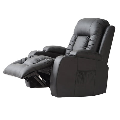 Levede Recliner Chair Electric Massage Chairs Leather Lounge Sofa Heated Black Payday Deals