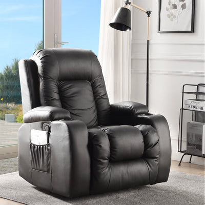 Levede Recliner Chair Electric Massage Chairs Leather Lounge Sofa Heated Black Payday Deals