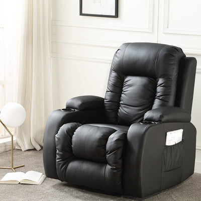 Levede Recliner Chair Electric Massage Chairs Leather Lounge Sofa Heated Black Payday Deals