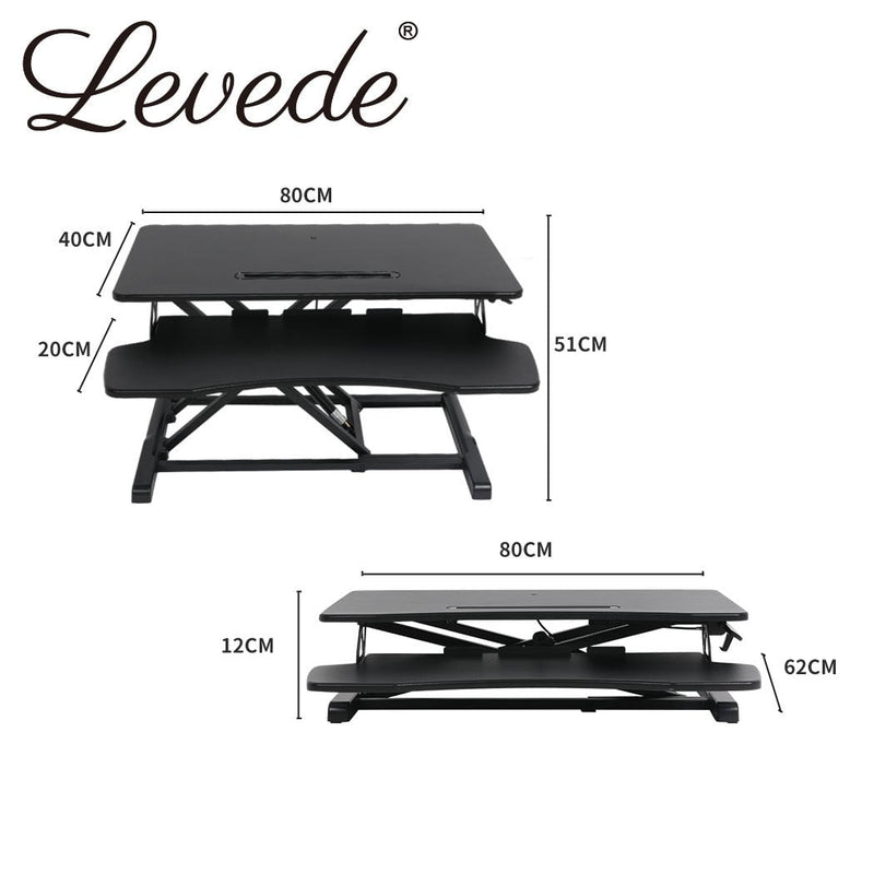 Levede Standing Office Desk Riser Height Adjustable Sit Stand Shelf Computer Payday Deals