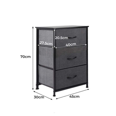Levede Storage Cabinet Tower Chest of Drawers Dresser Tallboy 3 Drawer Dark Grey Payday Deals