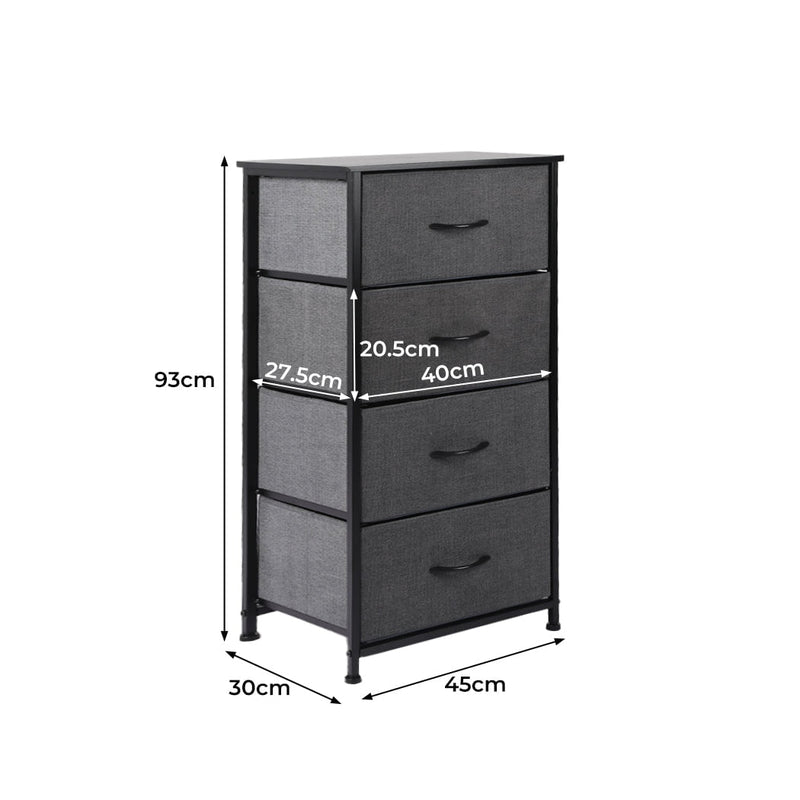 Levede Storage Cabinet Tower Chest of Drawers Dresser Tallboy 4 Drawer Dark Grey Payday Deals