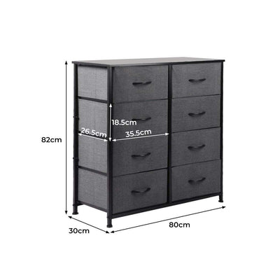 Levede Storage Cabinet Tower Chest of Drawers Dresser Tallboy 8 Drawer Dark Grey Payday Deals