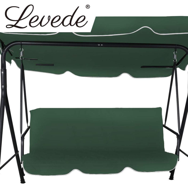 Levede Swing Chair Hammock Outdoor Furniture Garden Canopy Cushion Bench Green Payday Deals