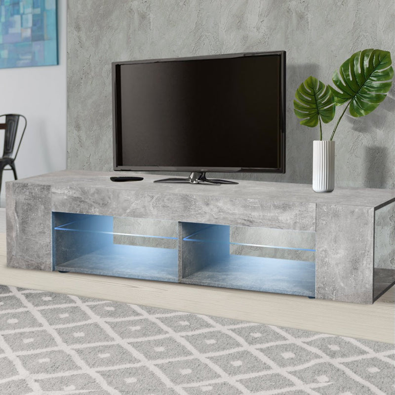 Levede TV Cabinet Entertainment Unit Stand LED Light Wooden Shelf Cabinet 145cm Payday Deals