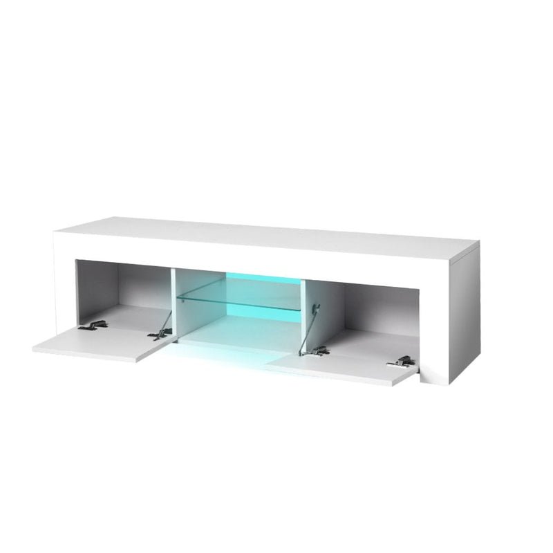 Levede TV Cabinet Entertainment Unit Stand RGB LED Furniture Wooden Shelf 130cm Payday Deals