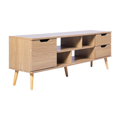 Levede TV Cabinet Entertainment Unit Stand Storage Drawer Wooden Shelf Oak 140cm Payday Deals