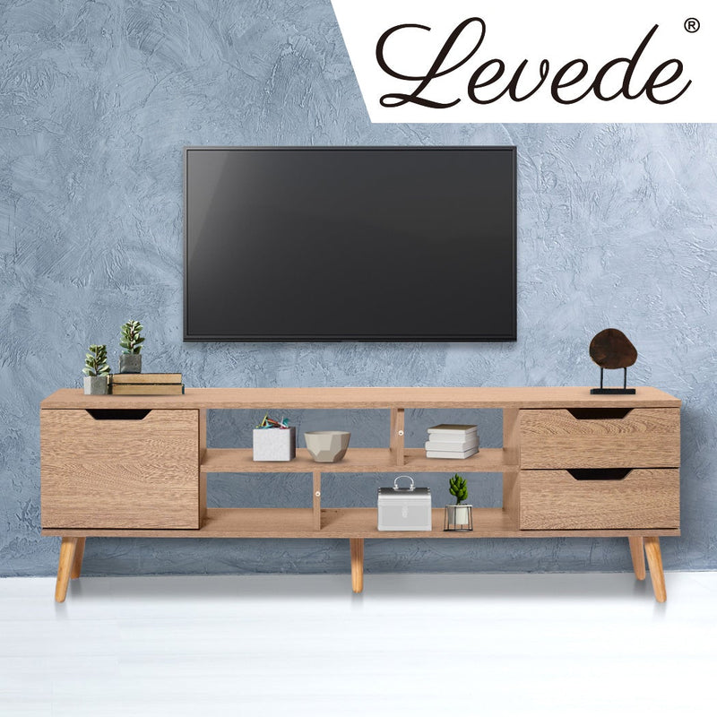 Levede TV Cabinet Entertainment Unit Stand Storage Drawer Wooden Shelf Oak 140cm Payday Deals
