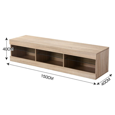 Levede TV Cabinet LED Entertainment Unit Storage Stand Cabinets Modern Wood Oak Payday Deals