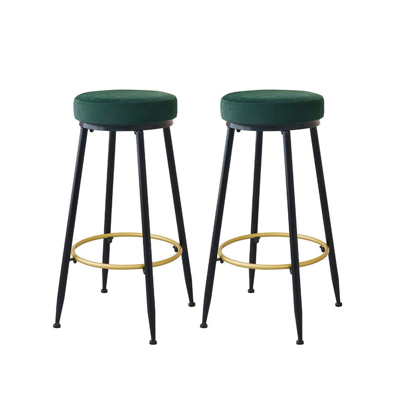 Levede Upholstered Swivel Bar Stools Backless Velvet Kitchen Counter Chairs x2 Payday Deals