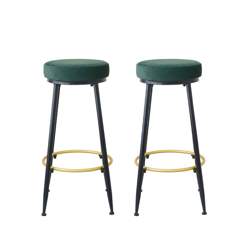 Levede Upholstered Swivel Bar Stools Backless Velvet Kitchen Counter Chairs x2 Payday Deals