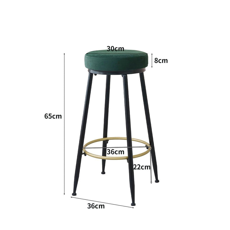 Levede Upholstered Swivel Bar Stools Backless Velvet Kitchen Counter Chairs x2 Payday Deals