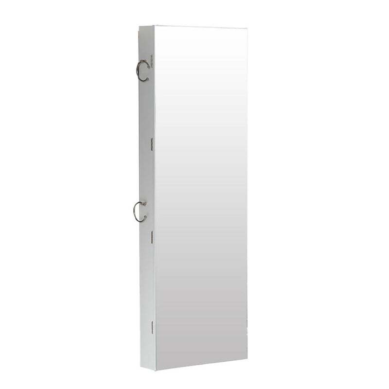 Levede Wall Mounted or Hang Over Mirror Jewellery Cabinet with LED Light White Payday Deals