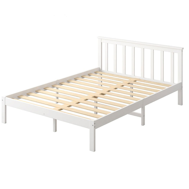 Levede Wooden Bed Frame Double Full Size Mattress Base Timber White Payday Deals