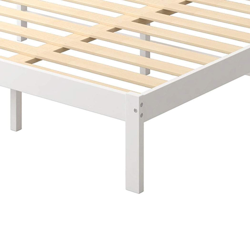Levede Wooden Bed Frame Double Full Size Mattress Base Timber White Payday Deals