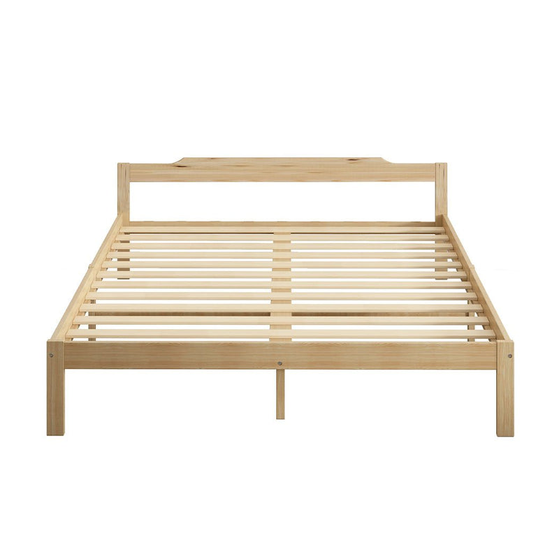 Levede Wooden Bed Frame Double Size Mattress Base Solid Timber Pine Wood Natural Payday Deals