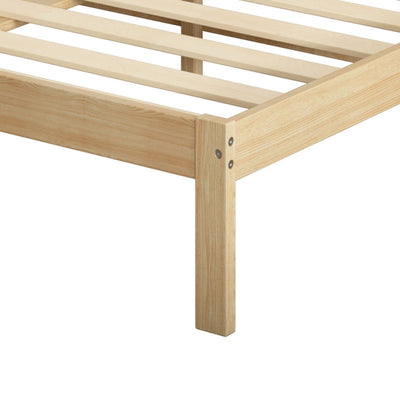 Levede Wooden Bed Frame Double Size Mattress Base Solid Timber Pine Wood Natural Payday Deals