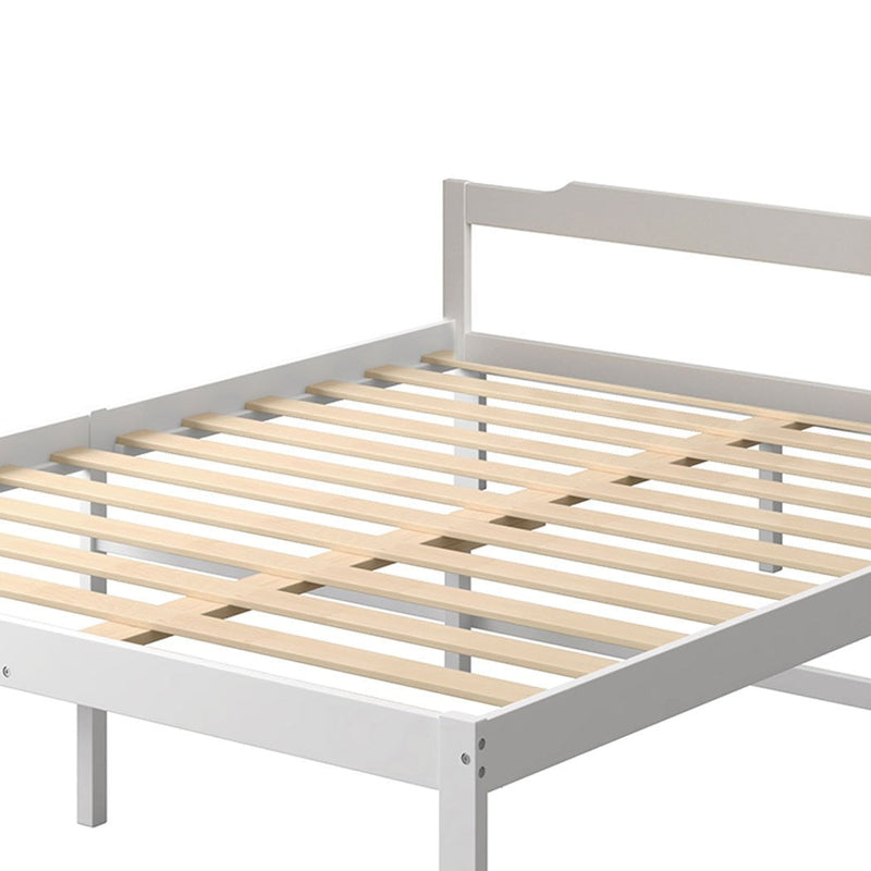 Levede Wooden Bed Frame Double Size Mattress Base Solid Timber Pine Wood White Payday Deals