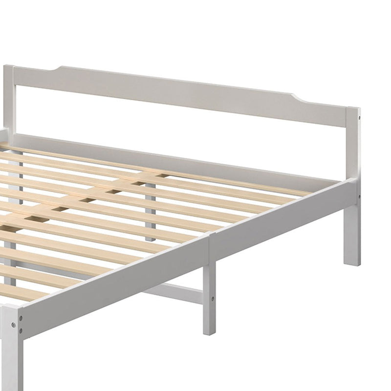 Levede Wooden Bed Frame Double Size Mattress Base Solid Timber Pine Wood White Payday Deals