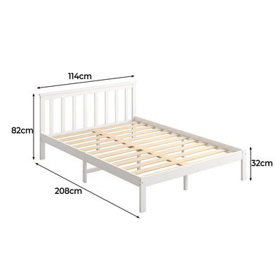 Levede Wooden Bed Frame King Single Full Size Mattress Base Timber White Payday Deals