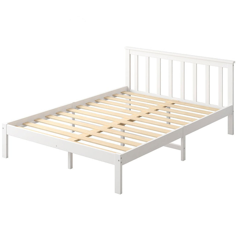 Levede Wooden Bed Frame Queen Full Size Mattress Base Timber White Payday Deals