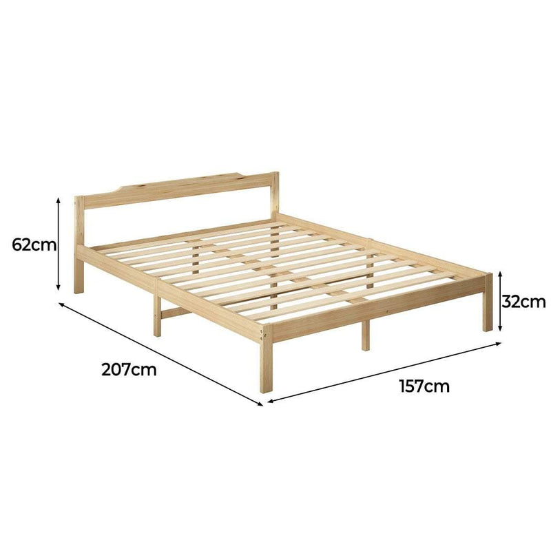 Levede Wooden Bed Frame Queen Size Mattress Base Solid Timber Pine Wood Natural Payday Deals