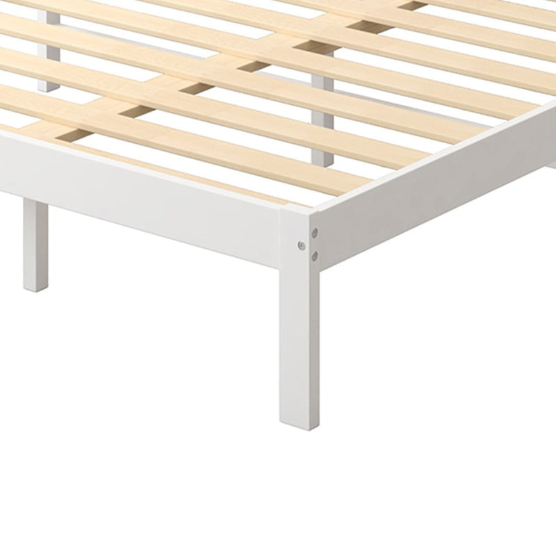 Levede Wooden Bed Frame Queen Size Mattress Base Solid Timber Pine Wood White Payday Deals