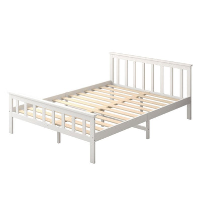 Levede Wooden Bed Frame Queen Size Mattress Base Solid Timber Pine Wood White