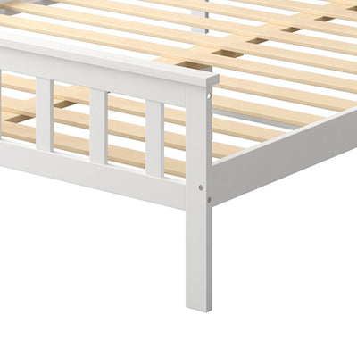 Levede Wooden Bed Frame Queen Size Mattress Base Solid Timber Pine Wood White Payday Deals