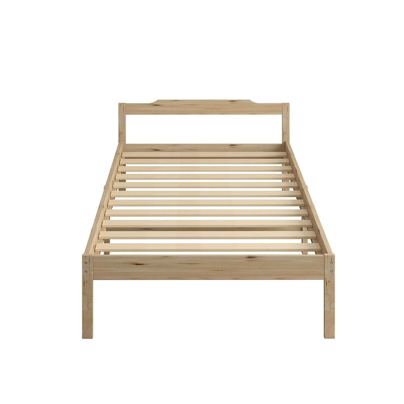 Levede Wooden Bed Frame Single Size Mattress Base Solid Timber Pine Wood Natural Payday Deals